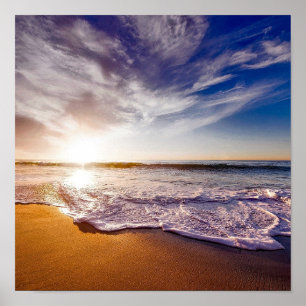 ZONSONDERGANG STRAND OCEAAN PRACHTIG TROPISCH POST POSTER