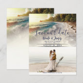 Zonsondergang Strand Paradijs Kust Save the Date F Kaart (Voorkant / Achterkant)