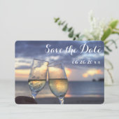 Zonsondergang Strand Ronde Save The Date Rond Kaart (Staand voorkant)