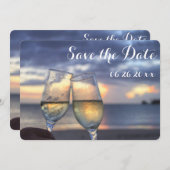 Zonsondergang Strand Ronde Save The Date Ronde Kaart (Voorkant / Achterkant)