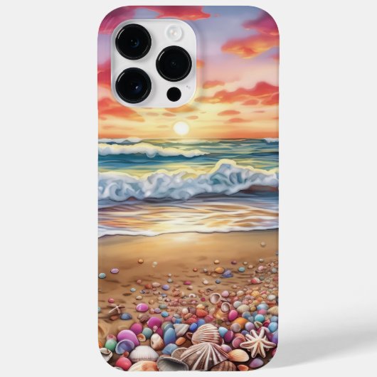 ZONSONDERGANG STRAND SCENE MET KLEURRIJKE SCHELPEN Case-Mate iPhone CASE (Achterkant)