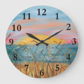 Zonsondergang Strand Schilderij Rond (Groot) Wandk Grote Klok (Voorkant)