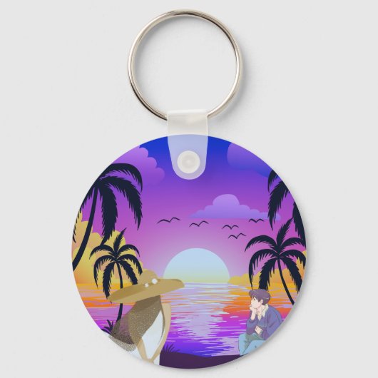 Zonsondergang Strand Sleutelhanger (Voorkant)