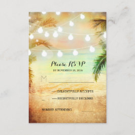 zonsondergang strand twinkle lichten tropische bru RSVP kaartje