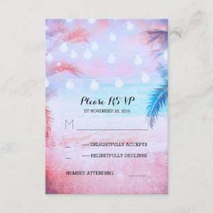 zonsondergang strand twinkle lichten tropische bru RSVP kaartje