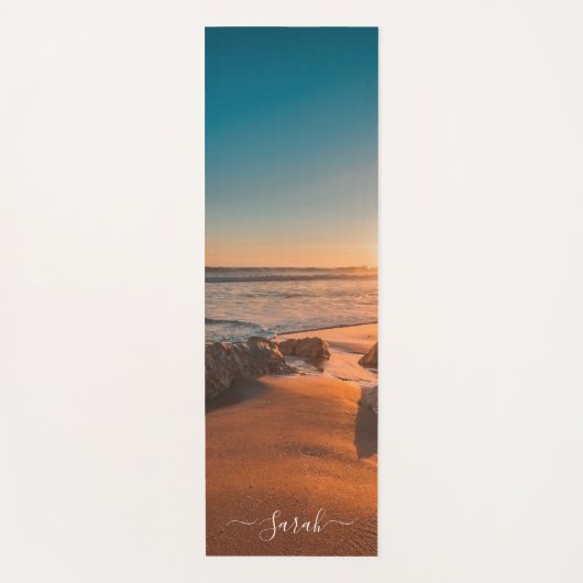 Zonsondergang Strand Zee Scenisch Gepersonaliseerd Yogamat (Voorkant)