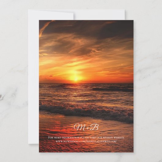 Zonsondergang Strandlichten Zomer Bruiloft & Recep Kaart (Achterkant)