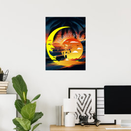 Zonsondergang Strip Feestje Poster