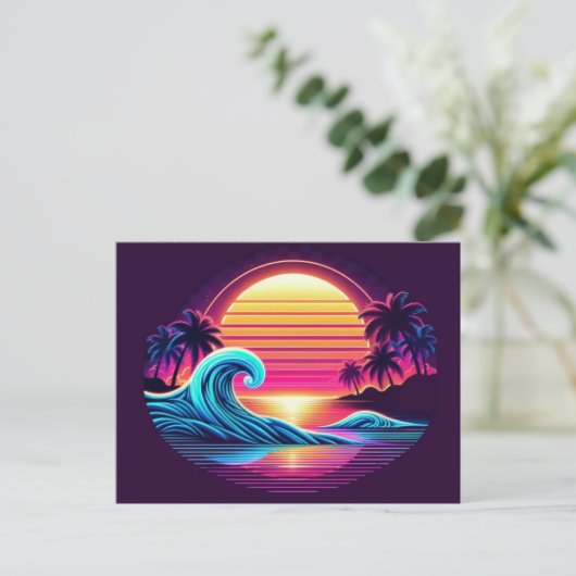 Zonsondergang Surf gloed Briefkaart (Staand voorkant)