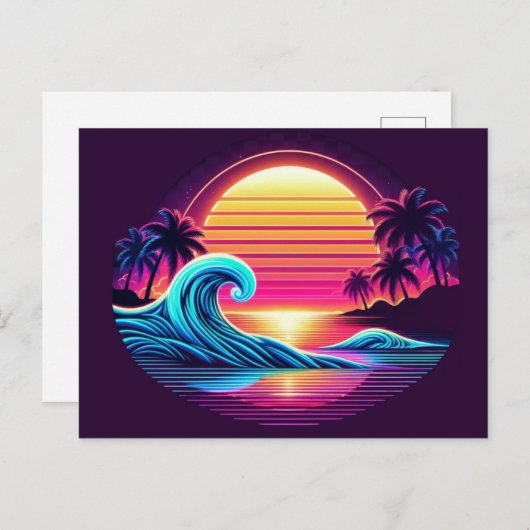 Zonsondergang Surf gloed Briefkaart (Voorkant / Achterkant)