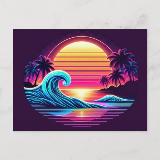 Zonsondergang Surf gloed Briefkaart (Voorkant)