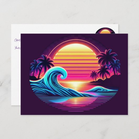 Zonsondergang Surf gloed Briefkaart (Voorkant / Achterkant)