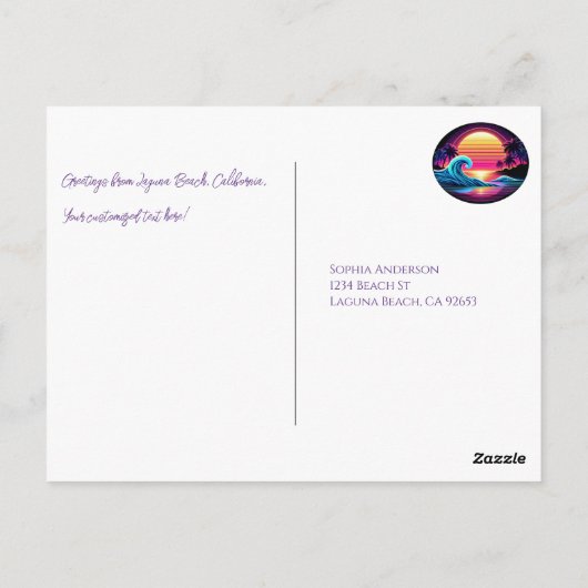 Zonsondergang Surf gloed Briefkaart (Achterkant)