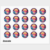 Zonsondergang Surf gloed Ronde Sticker (Vel)