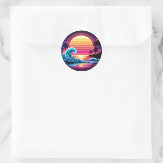 Zonsondergang Surf gloed Ronde Sticker (Tas)