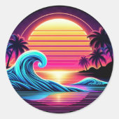 Zonsondergang Surf gloed Ronde Sticker (Voorkant)