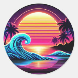 Zonsondergang Surf gloed Ronde Sticker