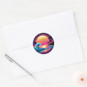 Zonsondergang Surf gloed Ronde Sticker (Envelop)