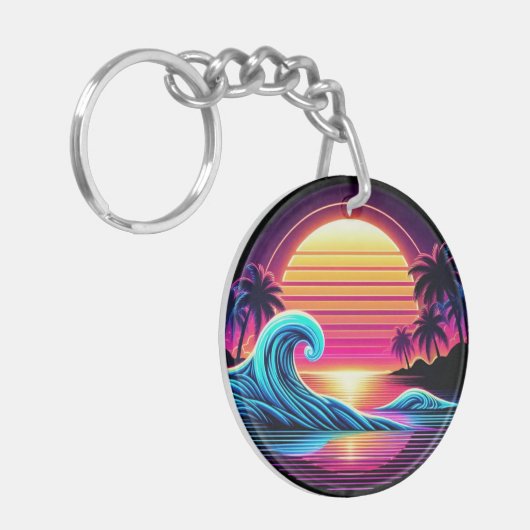 Zonsondergang Surf gloed Sleutelhanger (Voorkant Links)