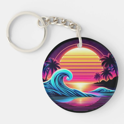 Zonsondergang Surf gloed Sleutelhanger (Voorkant)