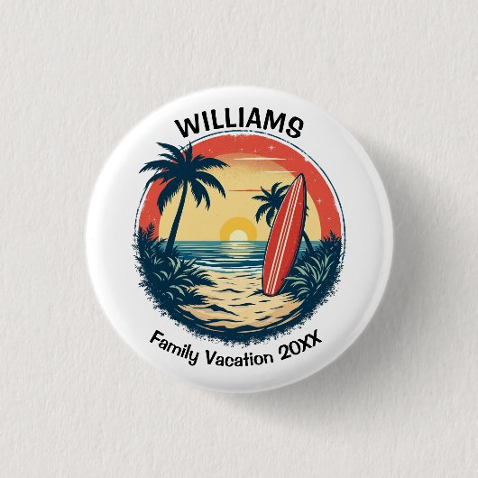 Zonsondergang Surf Ronde Button 3,2 Cm (Voorkant)