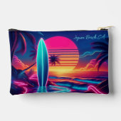 Zonsondergang Surfboard Neon Lights Rits Pouch Etui (Achterkant)