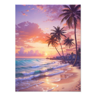 Zonsondergang Symfonie in Palm Tree Paradise Foto Afdruk