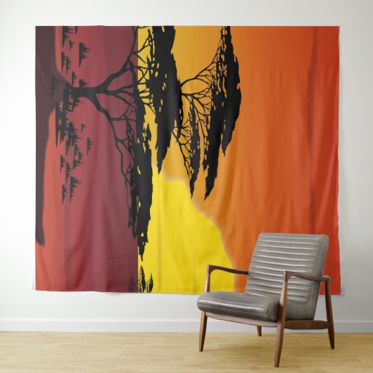 Zonsondergang Tapijt Wandkleed (In Situ (horizontaal))