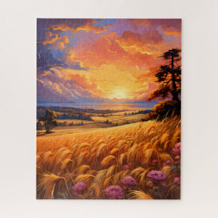 Zonsondergang Tarwe Veld Jigsaw Puzzel