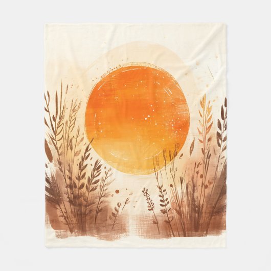 Zonsondergang Tarwegras Boho Zonsopgang Fleece Deken (Voorkant)