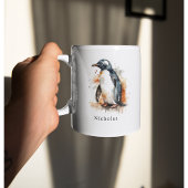 Zonsondergang Tinten Waterverf Pinguïn, op maat Mok
