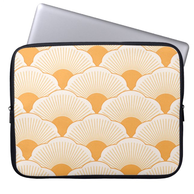 Zonsondergang, tonaal sinaasappel, betontextuur laptop sleeve (Voorkant)