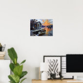 Zonsondergang Troost: Blokhut aan het Meer Poster (Thuiskantoor)