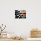 Zonsondergang Troost: Blokhut aan het Meer Poster (Keuken)