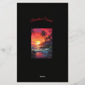 Zonsondergang Tropisch Strand Paradijs Eiland Briefpapier (Achterkant)