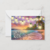 Zonsondergang Tropisch Strand QR Code RSVP Bruilof Notitiekaartje (Achterkant)