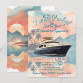 Zonsondergang Tropische Rock Jacht Boot Feest Kaart (Voorkant / Achterkant)