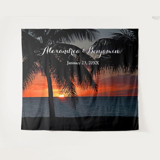 Zonsondergang Trouwfoto booth achtergrond personal Wandkleed (Voorkant (horizontaal))