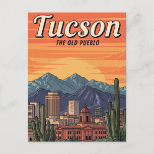 Zonsondergang Tuscon Silhouette Arizona Reizen Briefkaart