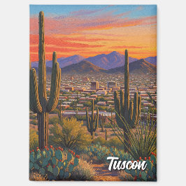 Zonsondergang Tuscon Silhouette Arizona Reizen Magneet