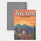 Zonsondergang Tuscon Silhouette Arizona Reizen Magneet (Voorkant / Achterkant)