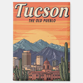 Zonsondergang Tuscon Silhouette Arizona Reizen Magneet