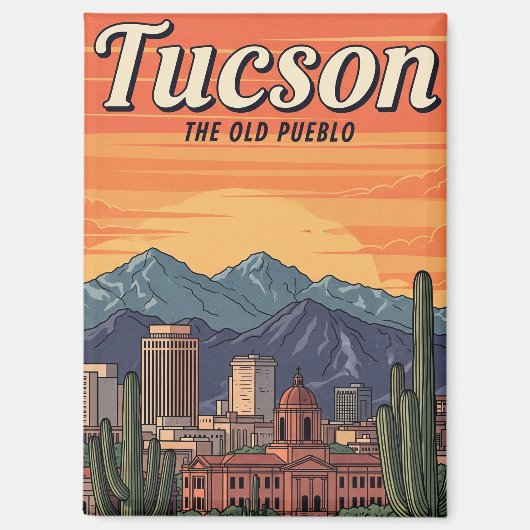 Zonsondergang Tuscon Silhouette Arizona Reizen Magneet (Voorkant)