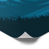 Zonsondergang tussen bergen en meer poster (Hoek)