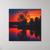 Zonsondergang Uitzicht Landschap Drie Canvas Afdruk (Voorkant)