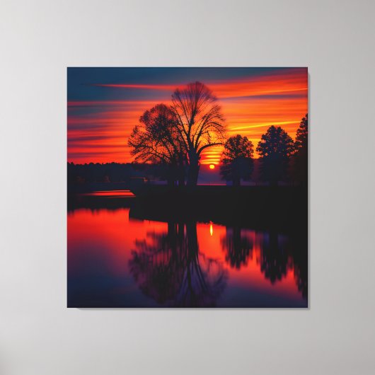 Zonsondergang Uitzicht Landschap Drie Canvas Afdruk (Voorkant)