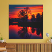 Zonsondergang Uitzicht Landschap Drie Canvas Afdruk (Insitu (Woonkamer))