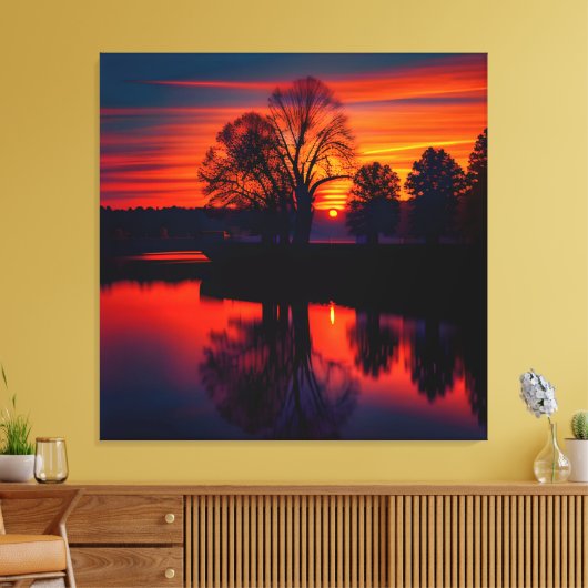 Zonsondergang Uitzicht Landschap Drie Canvas Afdruk (Insitu (Woonkamer))