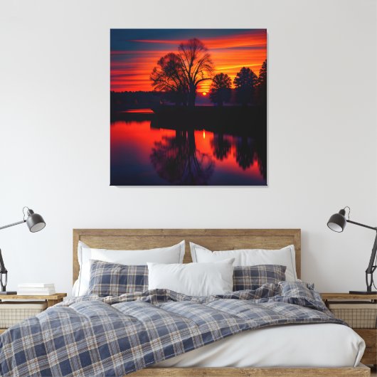 Zonsondergang Uitzicht Landschap Drie Canvas Afdruk (Insitu (Slaapkamer))