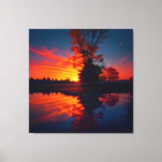 Zonsondergang Uitzicht Landschap Twee Canvas Afdruk (Voorkant)